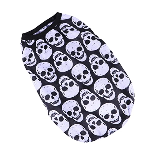 COLLBATH Halloween Knochenmuster Haustier T Shirt für Ärmellose Halloween Kleidung für Welpen aus Weicher Atmungsaktiv und Bequem für Festliche Anlässe von COLLBATH