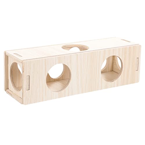 COLLBATH Hamster Tunnel aus Holz Versteckspielzeug für Meerschweinchen Zwerghamster und Kleintiere und Langlebig mit Entdeckungslöchern für Käfigzubehör und Spielmöglichkeiten von COLLBATH