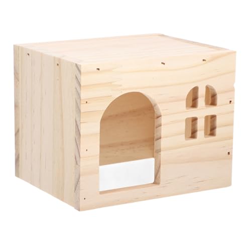 COLLBATH Hamsterhütte Schlafen Meerschweinchen klein Stall mit Kapuze Verstecke für Hamster aus Holz Ratten -Versteck Tunnel für Hamster Käfig Hamsterhaus hölzern von COLLBATH