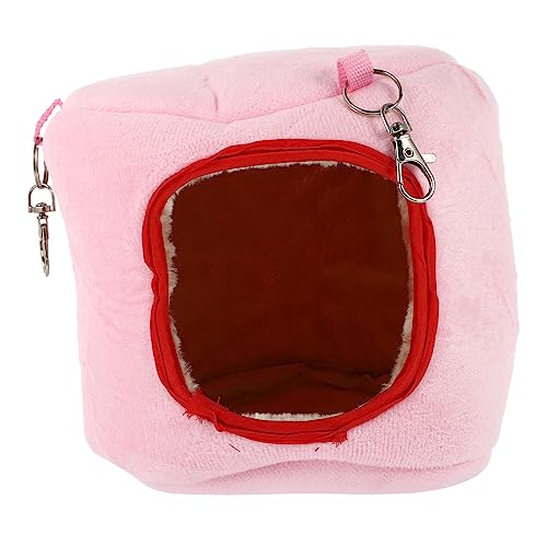 COLLBATH Hamsternest Haustier Dekorationen Vlies klein Hamsterschutzhaus Hamster Käfig Dekoration Hamster Schlafplatz Hamster hängendes Nest Hamster Schaukel Rostfreier Stahl Rosa von COLLBATH
