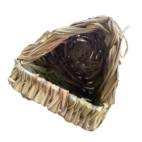 COLLBATH Nistkasten Aus Naturstroh Für Sittiche Handgeflochtene Vogelnesthütte Mit Großer Öffnung Stabiles Dreieckiges Design Für Kleine Vögel Im Käfig Oder Zucht von COLLBATH