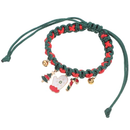 COLLBATH Haustierhalsband weihnachtshundehalsband weihnachtshundezubehör weihnachtskostüm zubehör katzenhalsband weihnachtsarmband Halskette-Armband Halsbandsicherheit Geflochtenes Seil von COLLBATH