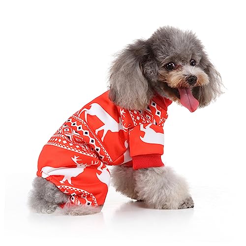 COLLBATH Hundekleidung Party-Hundetuch Halloweenkostüm kleine Hunde-Outfits Hundepyjama Kleider Pullover Haustier-Partykostüm Hund Weihnachtstuch Elch Weihnachtskostüme rot von COLLBATH