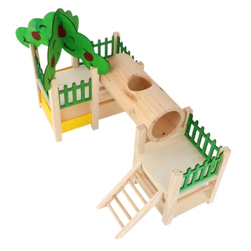 COLLBATH Holzhütte Hamster Spielzeug für Haustiere Holzspielzeug Kletterzubehör Spielzeuge Spielset aus Holz Kleintierzubehör lustiges Kletterleiter-Spielzeug hölzern Holzhaus Käfig Bambus von COLLBATH