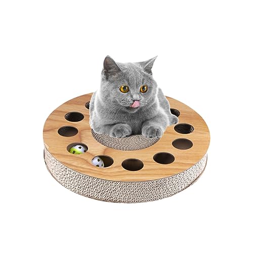 COLLBATH Kratzbrett Für Katzen Aus Wellpappe Runde Form Mit Ball Katzenspielzeug Kratzfest von COLLBATH