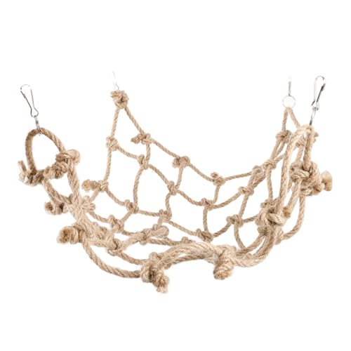 COLLBATH Kletternetzhängematte Papageien hängend Käfig Vogelnetz für Conure Hamsternetz Vogel-Kletternetz Sittichnetz Umweltfreundliches Strohhanfseil Light Brown von COLLBATH