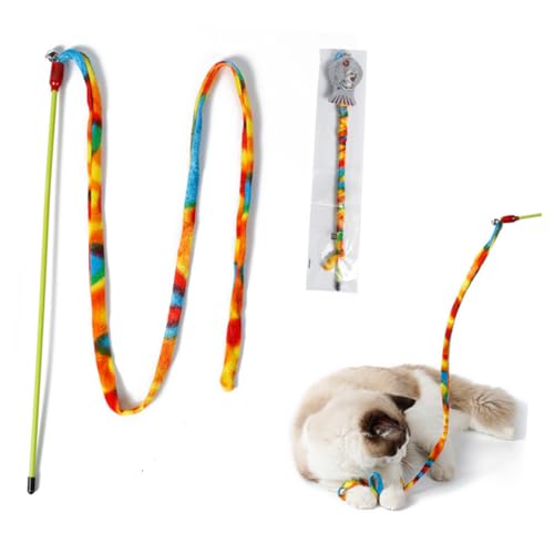 COLLBATH Interaktiver Katzenangel Mit Bunten PVC-bändern Und Glocke Teaser-Spielzeug Für Katzen Und Kätzchen Regenbogenstreifen COLLBATH Interaktiver Katzenangel Mit Bunten PVC-bändern Und Glocke Teaser-Spielzeug Für Katzen Und Kätzchen Regenbogenstreifen von COLLBATH
