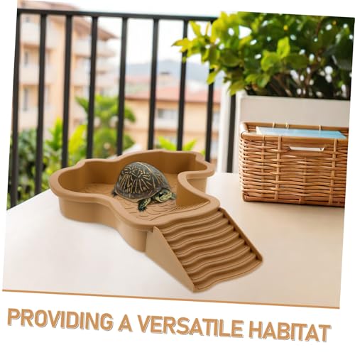COLLBATH Multifunktionaler Schildkröten-badepool mit Rutschfester Rampe und Sonnenplattform Großes Kunststoff-wasserbecken für Schildkröten Futter Badeplatz Langlebiges Terrarienzubehör für von COLLBATH