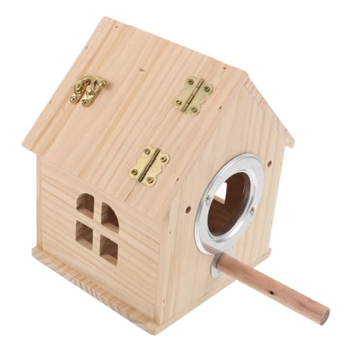 COLLBATH Naturholz Mit Holzsitzstange Hauskäfig Sittich Wildnistkäfig Zuchtkanarienvogel Wellensittich Papageien Vögel Und Nest Kleiner Finkensittich Zur Paarung Pfingstrose von COLLBATH