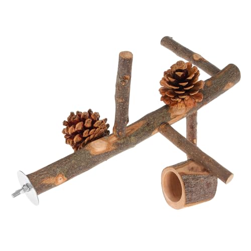 COLLBATH Papageien Sitzstange Holzständer Vogelspielzeug Trainingsständer mit Kauspielzeug für Kleine Vögel Wie Wellensittiche und Nymphensittiche Sicherer Ruheplatz und Käfigzubehör von COLLBATH