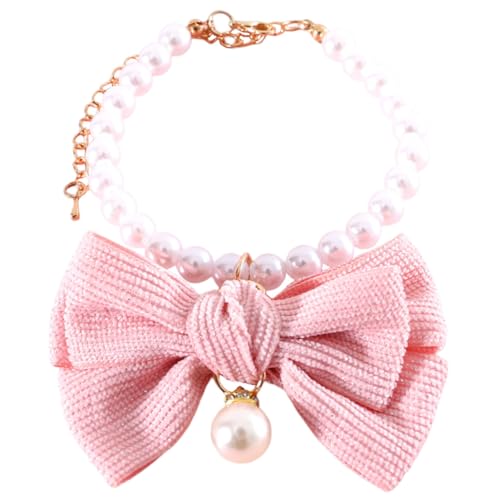 COLLBATH Zartes Hundehalsband mit Perlen und Schleife Katzenschmuck modisches Haustier-Accessoire für den täglichen Gebrauch von COLLBATH