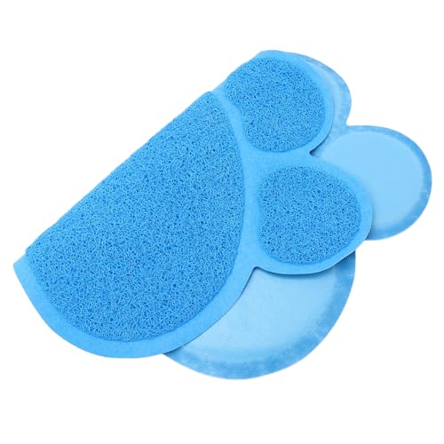 COLLBATH Pfotenförmige Katzentoilettenmatte Schmutzfänger rutschfeste Napftablettmatten Fußmatten Für Katzenstreu Teppich Blau von COLLBATH