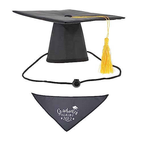 COLLBATH Doktorhut-Set für Haustiere Abschluss- und Partykleidung weiche Bequeme Haustierkrawatte Schwarze Foto-Requisite für Hunde und Katzen von COLLBATH