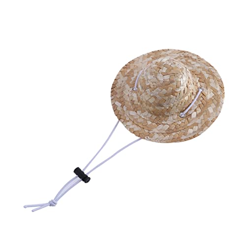 COLLBATH Haustier-Sombrero-Strohhut Verstellbar Hawaii-Garten-Sonnenhut Für Kleine Hunde Welpen Und Katzen Größe L von COLLBATH