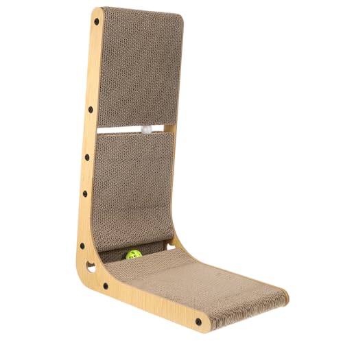 COLLBATH Vertikales Katzen kratzbrett mit Holzrahmen Kleines Indoor kratzmöbel für Katzen mit Glocken spielzeugen Schützt Möbel Fördert Krallenpflege und Katzenfitness Zufällige Farbe von COLLBATH