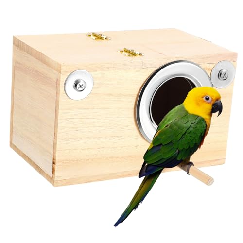 COLLBATH Vogelzuchtkasten aus Natürlichem Holz für Sittiche und Papageien Leicht zu Reinigen Fördert die Brutpflege Bequemer Zugang für Vögel für Haltung im Freien von COLLBATH