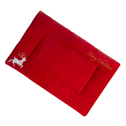 COLLBATH Verdickte Weihnachts-Haustiermatte Hirschstickerei warmes Plüsch-Katzenbett für Hunde große Matratze für Sofa von COLLBATH