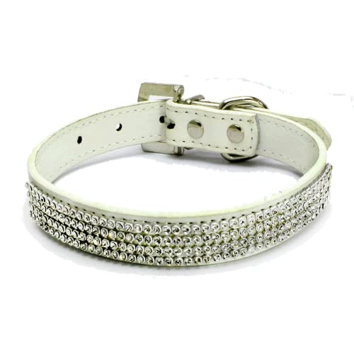 Glänzendes Strass-Haustier-Halsband, einfaches Netz, Bohrer, Hundehalsband, PU-Hundekette, farbenfrohes Mode-Haustier-Halsband,Hellgrün,S 37X1,5 cm von COLORFULMALL