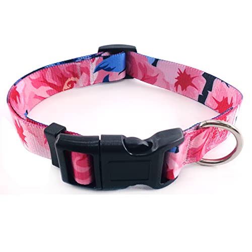 Hundehalsbänder Mode Bedrucktes verstellbares Welpenhalsband Hochwertiges Halsband im nationalen Stil für mittelgroße Hunde,Dunkelblaue Blume,L 2,5 x 65 cm von COLORFULMALL