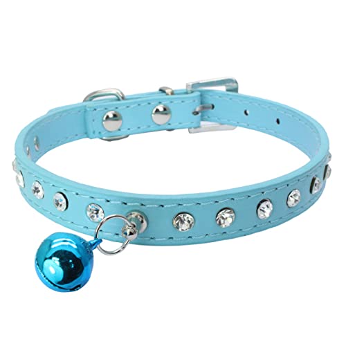 Katzenhalsbänder mit Glöckchen-Kätzchen-Halskette Zubehör Produkte für Haustiere kleine Hunde Halsband,Blau,S von COLORFULMALL