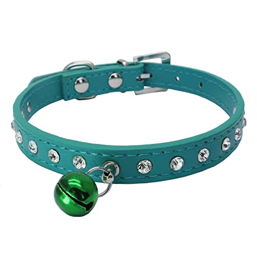 Katzenhalsbänder mit Glöckchen-Kätzchen-Halskette Zubehör Produkte für Haustiere kleine Hunde Halsband,Grün,S von COLORFULMALL
