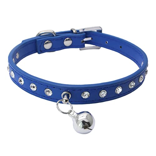 Katzenhalsbänder mit Glöckchen-Kätzchen-Halskette Zubehör Produkte für Haustiere kleine Hunde Halsband,Navy blau,S von COLORFULMALL