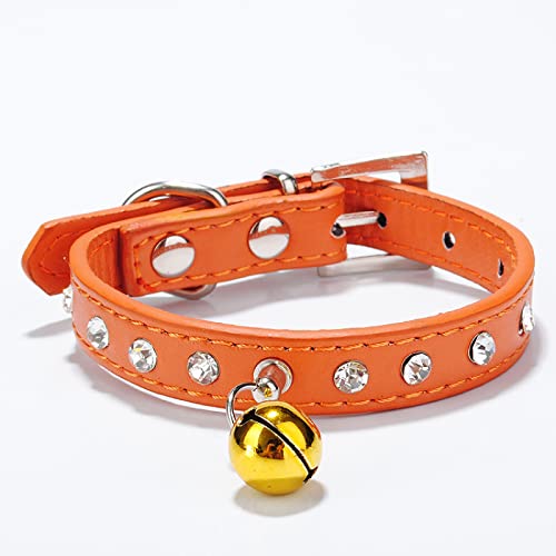 Katzenhalsbänder mit Glöckchen-Kätzchen-Halskette Zubehör Produkte für Haustiere kleine Hunde Halsband,Orange, XS von COLORFULMALL