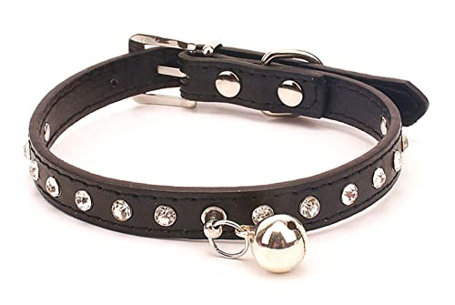 Katzenhalsbänder mit Glöckchen-Kätzchen-Halskette Zubehör Produkte für Haustiere kleine Hunde Halsband,Schwarz, XS von COLORFULMALL