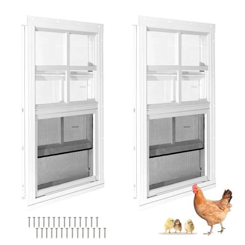 COLORPAPA Hühnerstall-Fenster, 2er-Pack, bündig montierte Schuppenfenster für Hühnerstall, Geflügel, Haustierstall, Spielhäuser und Schuppen, 35,6 cm B x 53,3 cm H (weiß) von COLORPAPA