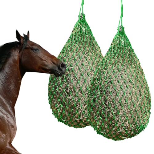 COM4SPORT Heunetz für Pferde, langsames Heunetz für Pferde, 101,6 cm, grünes Netz, Heu-Futtertasche für Ziegen, Schafe, 2 Stück von COM4SPORT