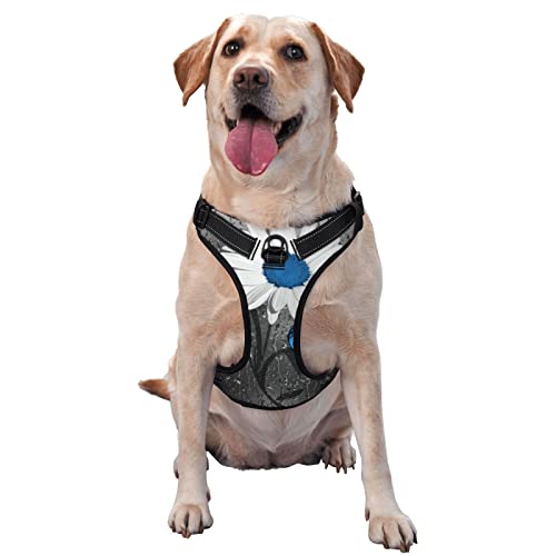 Hundeweste mit Gänseblümchen-Motiv, mit Brustgurt, für den Außenbereich, Weiß / Blau Hundeweste mit Gänseblümchen-Motiv, mit Brustgurt, für den Außenbereich, Weiß / Blau von COMAAM