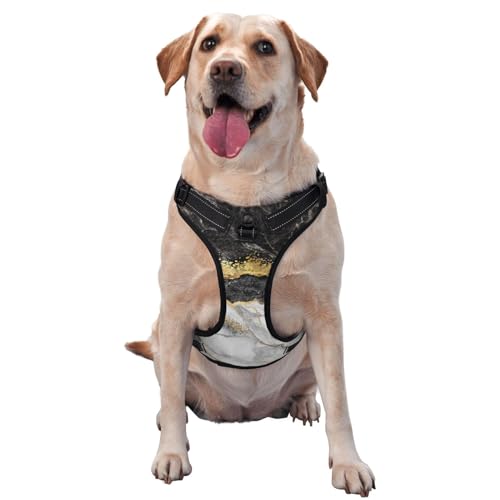 Traktionsweste für Haustiere, Brustgurt, Hundegeschirr, mit Marmor, Schwarz / Weiß / Goldfolie Traktionsweste für Haustiere, Brustgurt, Hundegeschirr, mit Marmor, Schwarz / Weiß / Goldfolie von COMAAM