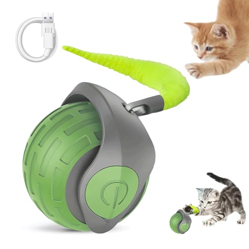 Interaktives Katzenspielzeug, interaktives Ballspielzeug für Katzen, intelligenter interaktiver Ball mit Schwanz, zwei Modi, Hundespielzeug, schnelles Laden, USB, unregelmäßiges Spielzeug von COMBLU