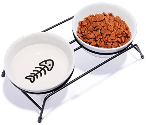 Comesoon Erhöhte Katzennäpfe für Futter und Wasser, Keramiknapf für kleine Hunde und Katzen, 370 ml, erhöhte Katzennäpfe, spülmaschinenfest von COMESOON