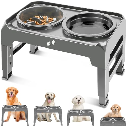 Erhöhte Hundenäpfe, 2-in-1 Hundefutterstation mit Slow Feeder Hundenäpfe & Kein Verschütten Hundewassernapf, 4 Höheneinstellungen Erhöhter Hundenapfständer rutschfest & Anti-Staub Hundefutterschale Erhöhte Hundenäpfe, 2-in-1 Hundefutterstation mit Slow Feeder Hundenäpfe & Kein Verschütten Hundewassernapf, 4 Höheneinstellungen Erhöhter Hundenapfständer rutschfest & Anti-Staub Hundefutterschale von COMESOON