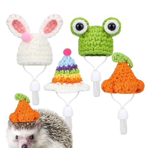 COMFOLIVING Hamsterhut, 4 Stück, und niedlicher für Haustiere, Kaninchen, Regenbogen, Karotte, Strickmütze mit kleinen Tieren für Hamster, Eidechsen, Igel COMFOLIVING Hamsterhut, 4 Stück, und niedlicher für Haustiere, Kaninchen, Regenbogen, Karotte, Strickmütze mit kleinen Tieren für Hamster, Eidechsen, Igel von COMFOLIVING