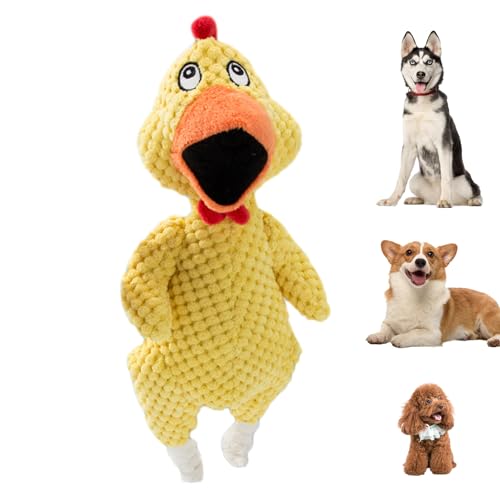 COMFOLIVING Hühnerspielzeug für Hunde,Hühner-Hundespielzeug mit Quietscher - Aggressives Kauspielzeug für Hunde | Hund schreit Huhn Squeeze Sound Spielzeug, Haustiere Quietscher Kautraining von COMFOLIVING