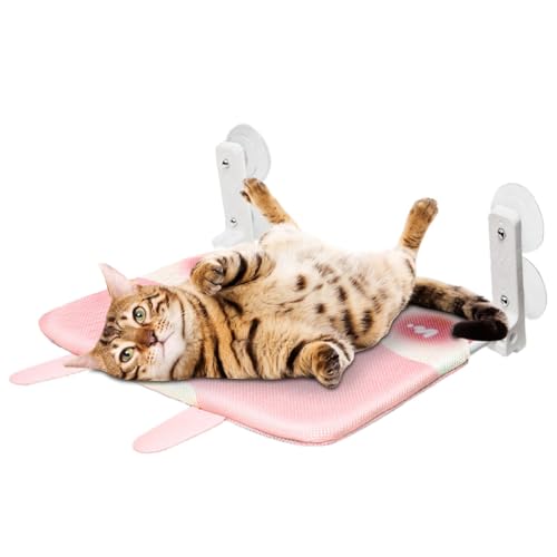 COMFOLIVING Katzenbett mit Saugnapf, Hängematte für Katzenfenster, Cartoon-Katzenhängematte mit Saugnapf, 360-Grad-Panorama-Regale für Katzen COMFOLIVING Katzenbett mit Saugnapf, Hängematte für Katzenfenster, Cartoon-Katzenhängematte mit Saugnapf, 360-Grad-Panorama-Regale für Katzen von COMFOLIVING