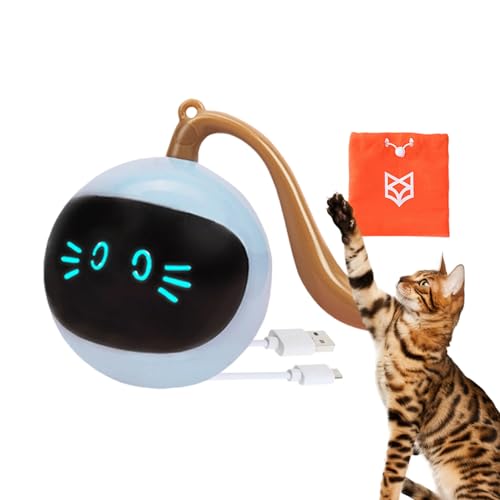 COMFOLIVING Katzenspielzeug-Ball, interaktiver Katzenball, lebendige Form, beweglicher Katzenball, Druckknopf, intelligenter Katzenball mit LED, buntes Licht, geruchloser Katzenball, Spielzeug für die von COMFOLIVING