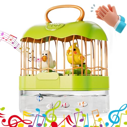COMFOLIVING Vogelkäfig mit Stimmeninduktion, quietschender Vogelkäfig, elektrisches 2-in-1-Aquarium in Form eines Vogelkäfigs für Kinder, verbessert die Dekoration des Zimmers, Käfig von COMFOLIVING