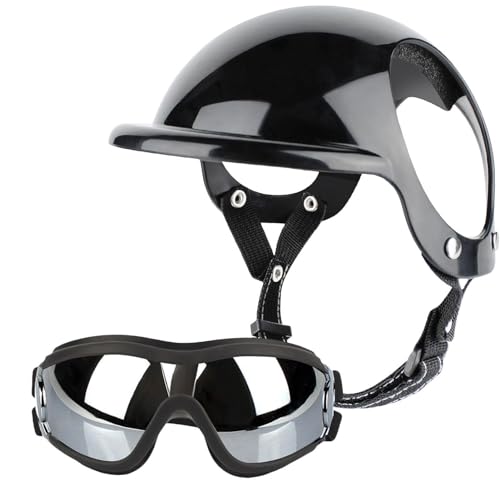 Hundebrille, kleine Hundehelm-Brille, Haustier-Kopfbedeckung mit Brille, verstellbare Hundesonnenbrille, kleine Hundehelm-Brille zum Fahren, Motorradfahren, Spazierengehen, Kopfbedeckung für kleine Hundebrille, kleine Hundehelm-Brille, Haustier-Kopfbedeckung mit Brille, verstellbare Hundesonnenbrille, kleine Hundehelm-Brille zum Fahren, Motorradfahren, Spazierengehen, Kopfbedeckung für kleine von COMFOLIVING