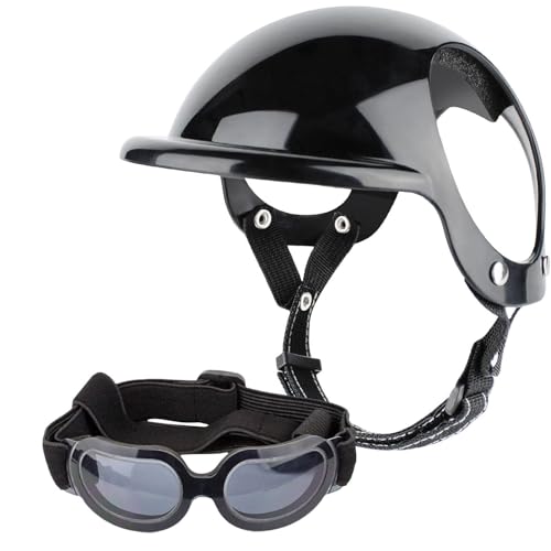 Hundebrille, kleine Hundehelm-Brille, Haustier-Kopfbedeckung mit Brille, verstellbare Hundesonnenbrille, kleine Hundehelm-Brille zum Fahren, Motorradfahren, Spazierengehen, Kopfbedeckung für kleine Hundebrille, kleine Hundehelm-Brille, Haustier-Kopfbedeckung mit Brille, verstellbare Hundesonnenbrille, kleine Hundehelm-Brille zum Fahren, Motorradfahren, Spazierengehen, Kopfbedeckung für kleine von COMFOLIVING