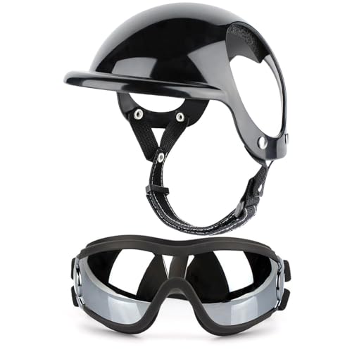 Hundebrille, kleine Hundehelm-Brille, Haustier-Kopfbedeckung mit Brille, verstellbare Hundesonnenbrille, kleine Hundehelm-Brille zum Fahren, Motorradfahren, Spazierengehen, Kopfbedeckung für kleine Hundebrille, kleine Hundehelm-Brille, Haustier-Kopfbedeckung mit Brille, verstellbare Hundesonnenbrille, kleine Hundehelm-Brille zum Fahren, Motorradfahren, Spazierengehen, Kopfbedeckung für kleine von COMFOLIVING