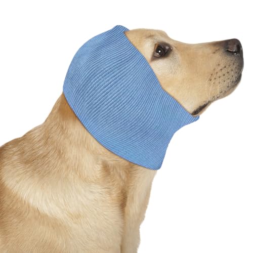 COMFPET No Flap Ear Wraps for Dogs, Dog Snood for Ear Hematoma, Pet Ear Muffs, Ear Cover for Cats and Dogs, Ear Care, Medium (Blue) von COMFPET