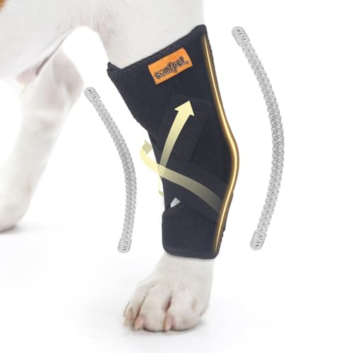 COMFPET Hundehalsbandage für hintere Sprunggelenk, Hund Bein Unterstützung Wrap mit Metall-Streifen, Hinterbein Wrap Protector, Hund Bein Joint Sleeve, Hund Verstauchungen zu verhindern-M (5"-7") von COMFPET