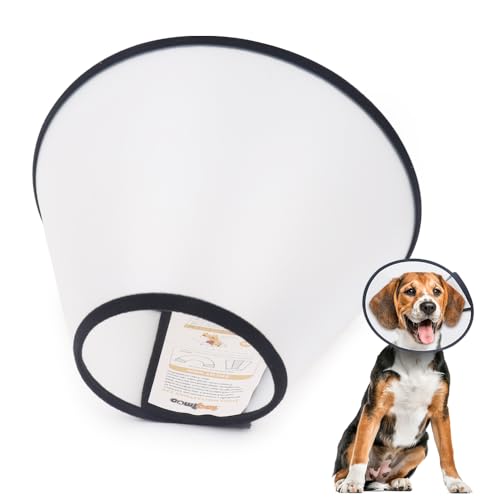Comfpet Schutzkragen Hund, Antibellhalsband und Kegel für Hunde nach der Operation Verstellbarer das Beißen, Halskrause Hund & Katze 40cm, M von COMFPET