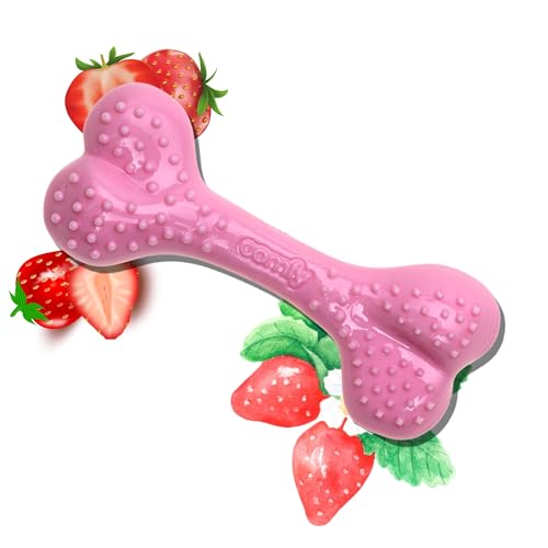 Comfy Hundespielzeug Dental Bone (8.5 cm, Strawberry) von Comfy