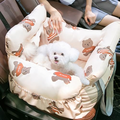 Hunde-Autositz Für Kleine Hunde Autositz Für Kleine Hunde Und Katzen,2-In-1 rutschfest Sitzerhöhung Hunde Autositz,Autositz Reisetasche,Multifunktionales Hundebett von COMOCE