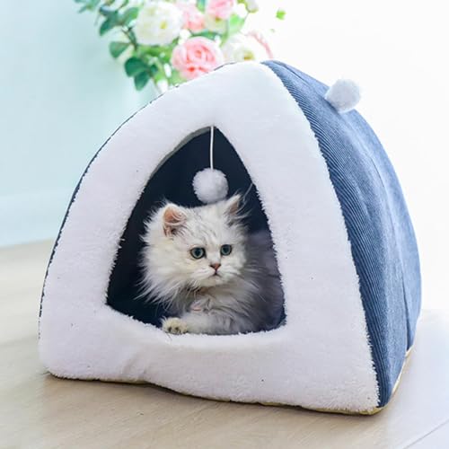 Katzenbetthöhle für Innenkatzen,Haustierzelt weiches Bett für Hunde und Katzen Katzenhaus Innenbett mit abnehmbarem Schaumkissen von COMOCE