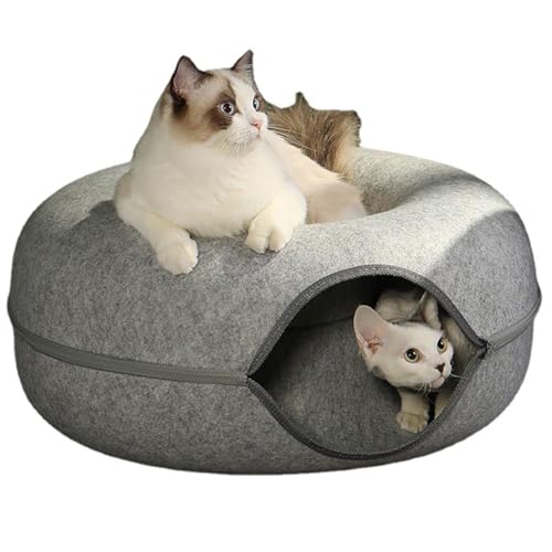 Katzenhöhle für Hauskatzen, Katzentunnel, Bett, Katzen-Donut-Tunnel, multifunktionales Katzenrohr, Abnehmbarer runder Katzenfilz und waschbarer Innen-Katzenspieltunnel,Schlafplätze & Möbel von COMOCE